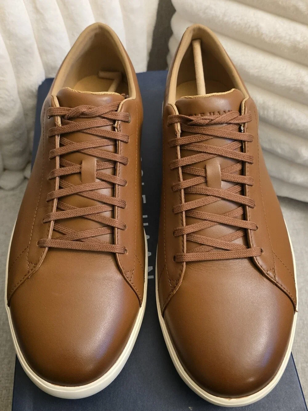 Cole Haan Men’s Brown Leather Sneakers with Cream Sole